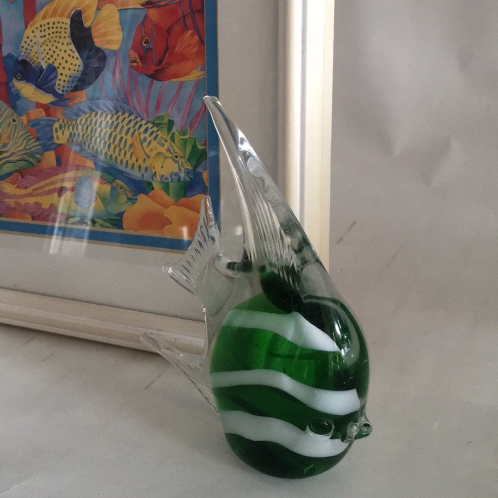Glass Tropical Angel Fish paperweight